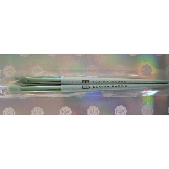 Elaina Badro Divine Duo Set w/ Angled & Blending Brushes ~ Shades of Green ~New - Picture 2 of 8